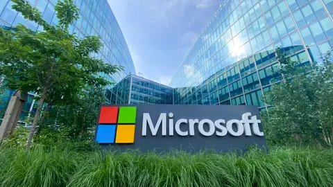 Microsoft kantoorgebouw met logo