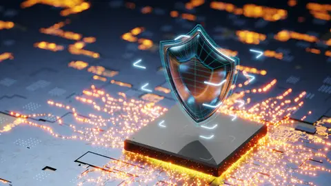 Schild met slotpictogram op een digitale achtergrond